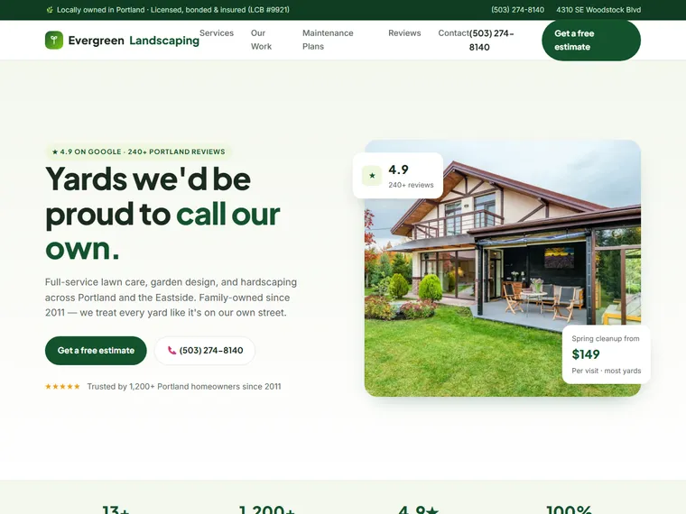 Evergreen Landscaping website